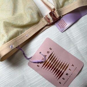 SAVAGE X FENTY Bralette Front Closure Mesh Sheer Metallic Pearl XS adjustable